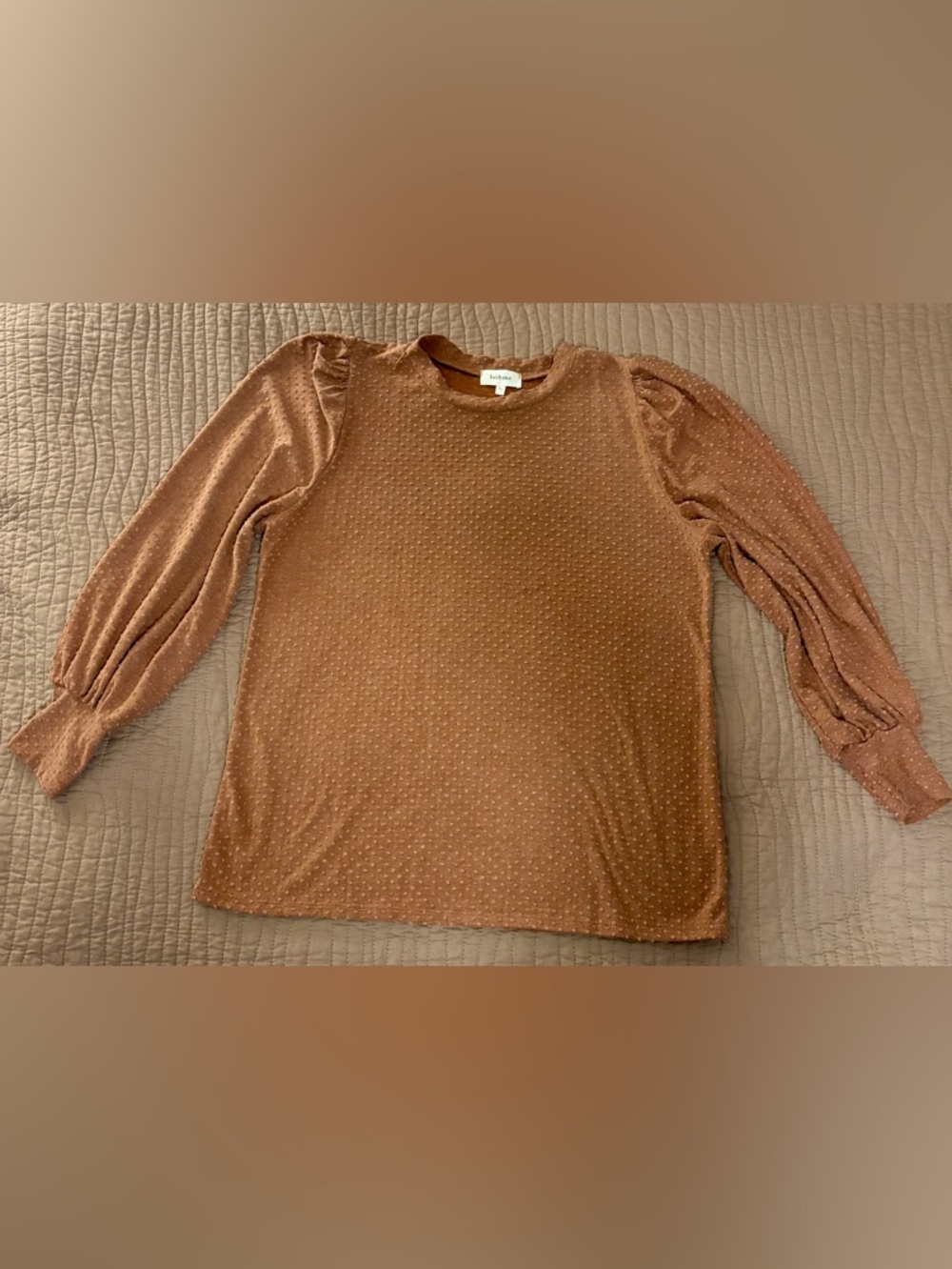 bohme Dusty Rose Swiss Dot Puff Sleeve Blouse